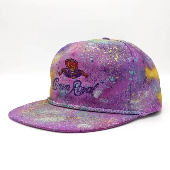 Crown Royal Whisky Custom Painted Tie Dye Snapback Trucker Hat Graffiti Vintage
